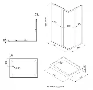 Душевой уголок Triton Вента Щ0000049617 100x80 см профиль хром стекло прозрачное
